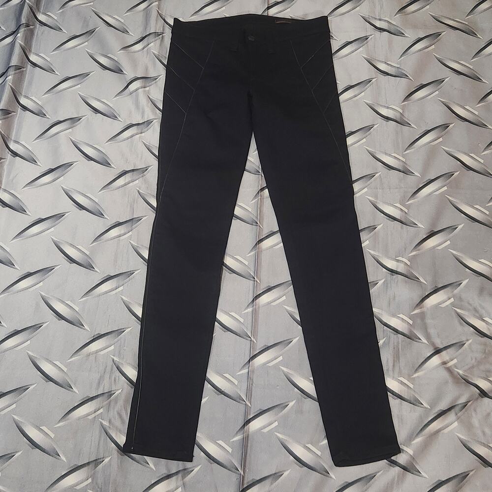 Rag & Bone midnight skinny black jeans lamb leather trim 28x29